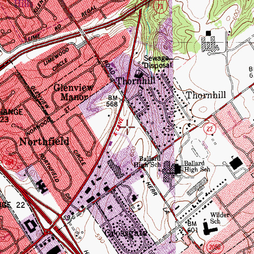 Topographic Map of Glenview Pointe Shopping Center, KY