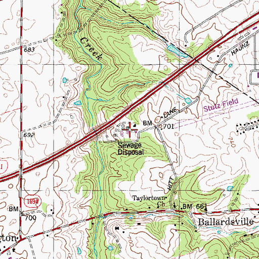 Topographic Map of Hite Creek Wastewater Treatment Plant, KY