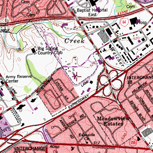 Topographic Map of Holiday Manor Shopping Center, KY