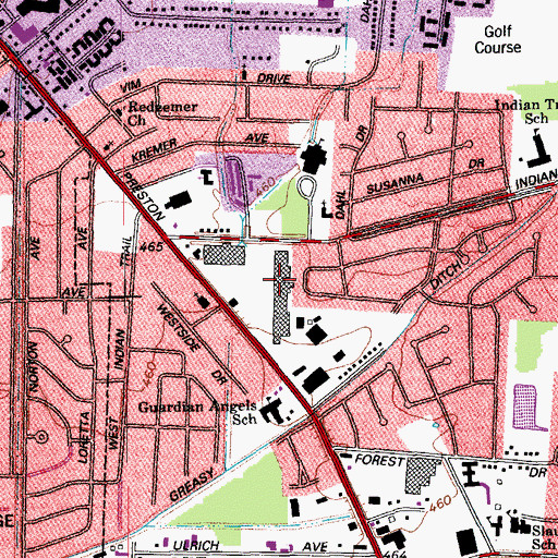 Topographic Map of Indian Trail Square Shopping Center, KY