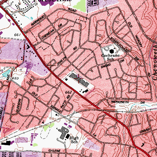 Topographic Map of Jeffersontown Commons Shopping Center, KY