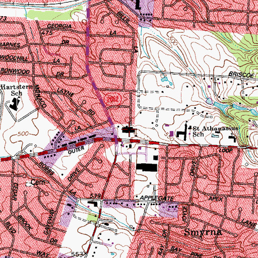Topographic Map of Knobview Shopping Center, KY