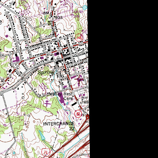 Topographic Map of La Grange Square Shopping Center, KY