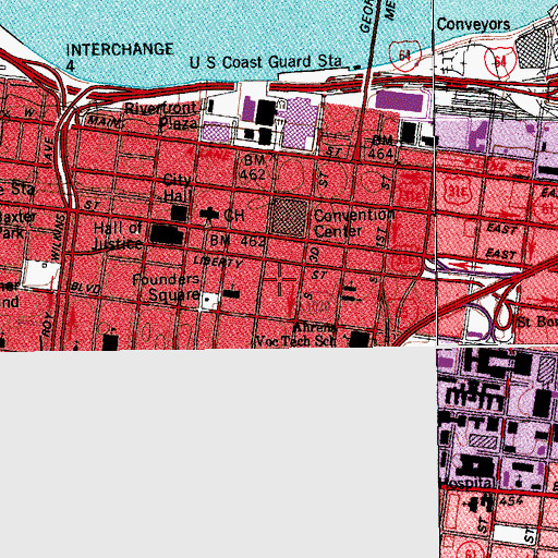 Topographic Map of Louisville Galleria Shopping Center, KY