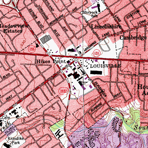 Topographic Map of McMahan Plaza Shopping Center, KY