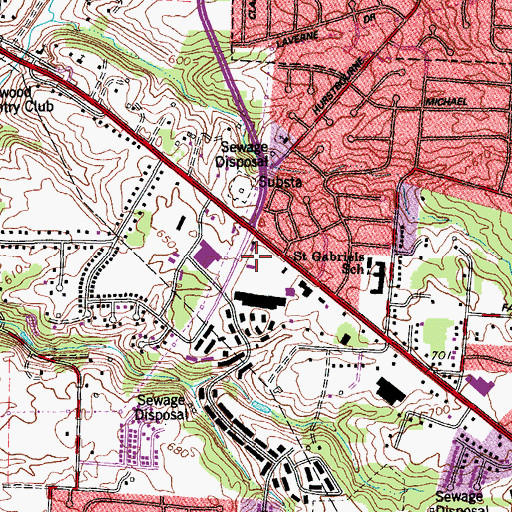 Topographic Map of Piccadilly Square Shopping Center, KY