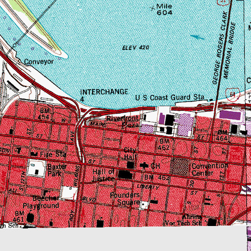 Topographic Map of Renaissance Business Centers at the Normandy Building, KY