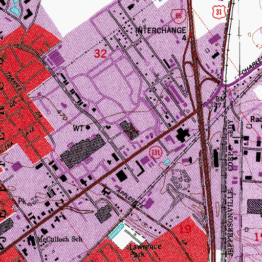 Topographic Map of River Falls Mall Shopping Center, IN