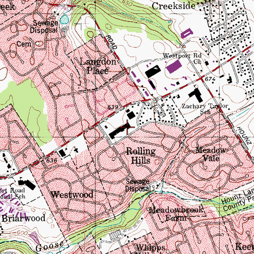 Topographic Map of Rolling Hills Shopping Center, KY