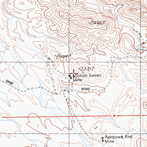 Topographic Map of Mission Sweet Mine, CA