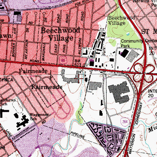 Topographic Map of Shelbyville Road Plaza Shopping Center, KY