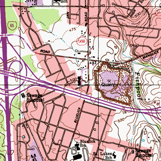 Topographic Map of Silver Heights Plaza Shopping Center, KY