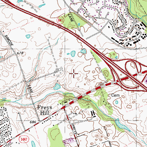Topographic Map of Springhurst Towne Center Shopping Center, KY