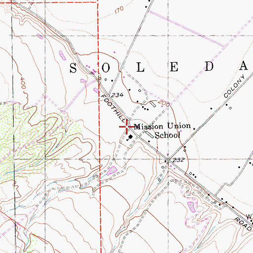 Topographic Map of Mission Elementary School, CA