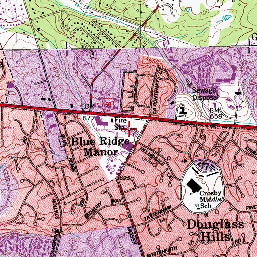 Topographic Map of Stonefield Square Shopping Center, KY