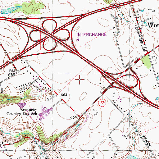Topographic Map of The Summit Shopping Center, KY