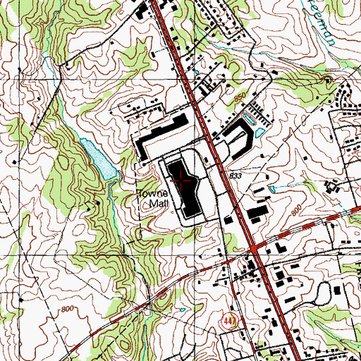 Topographic Map of The Town Mall Shopping Center, KY