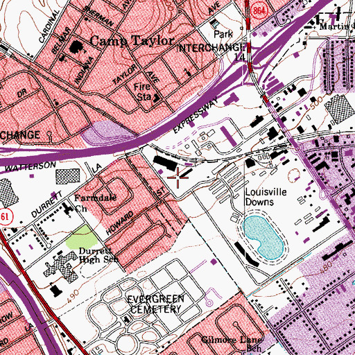 Topographic Map of Trackside Louisville Shopping Center, KY