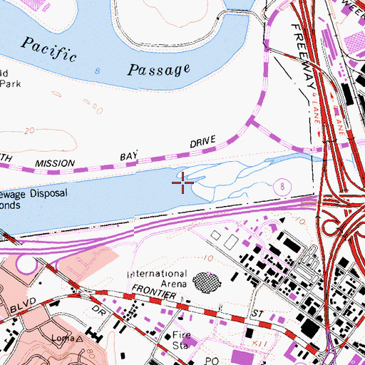 Topographic Map of Mission Valley, CA