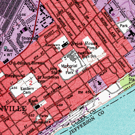 Topographic Map of Memorial Park, IN