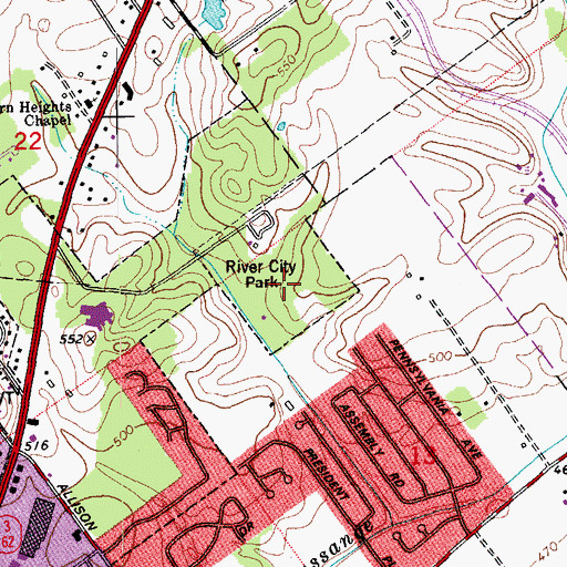 Topographic Map of River City Park, IN