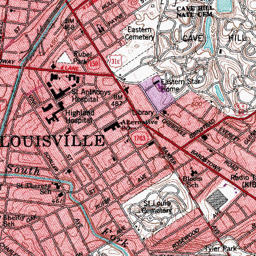Topographic Map of Baxter Post Office, KY