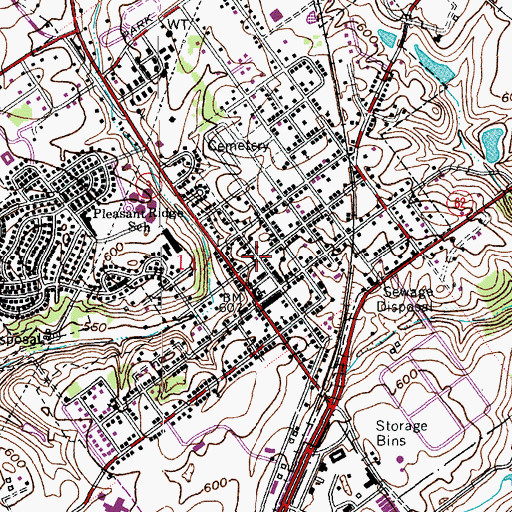 Topographic Map of Charlestown Post Office, IN
