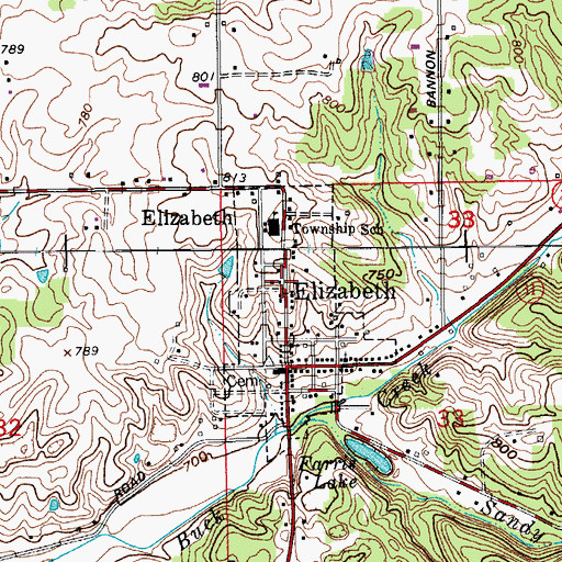 Topographic Map of Elizabeth Post Office, IN