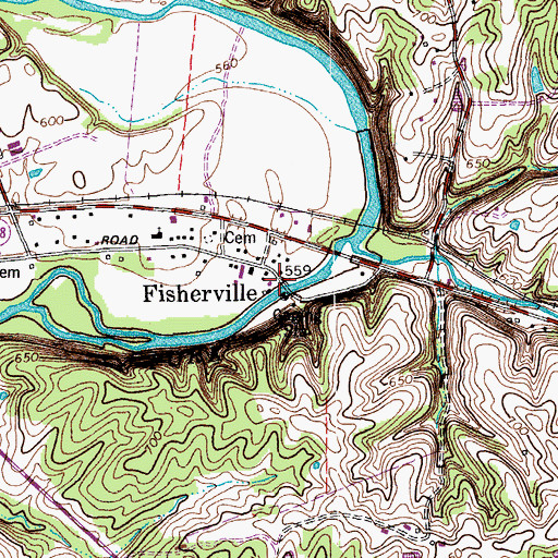 Topographic Map of Fisherville Post Office, KY