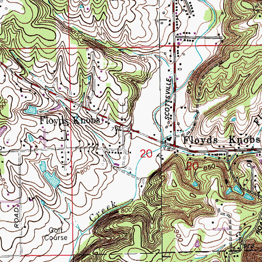 Topographic Map of Floyds Knobs Post Office, IN