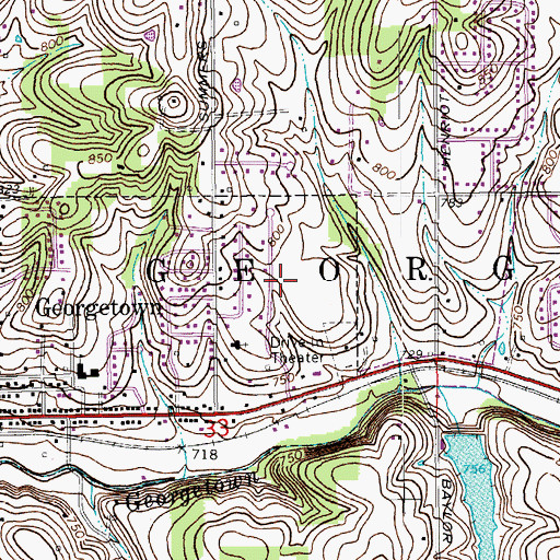 Topographic Map of Georgetown Post Office, IN