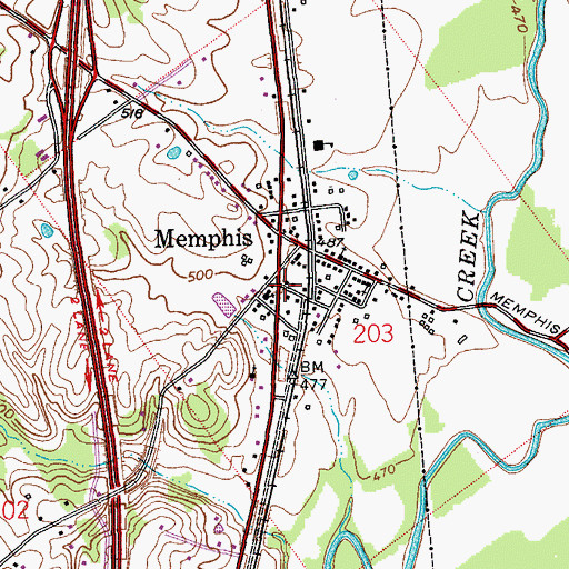 Topographic Map of Memphis Post Office, IN