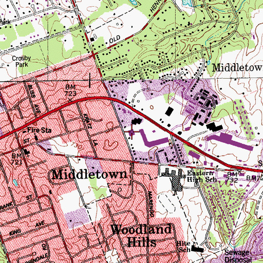Topographic Map of Middletown Post Office, KY