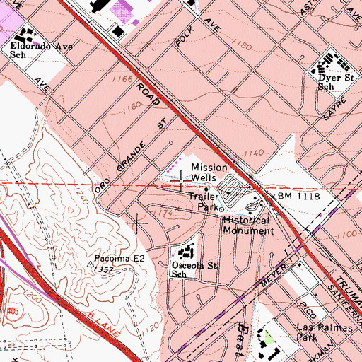 Topographic Map of Mission Wells, CA