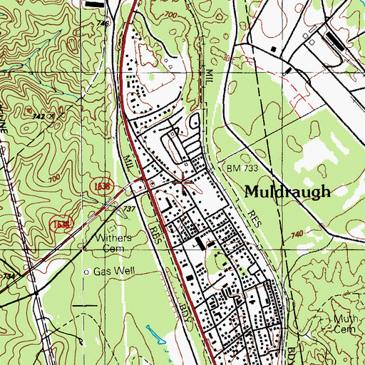 Topographic Map of Muldraugh Post Office, KY