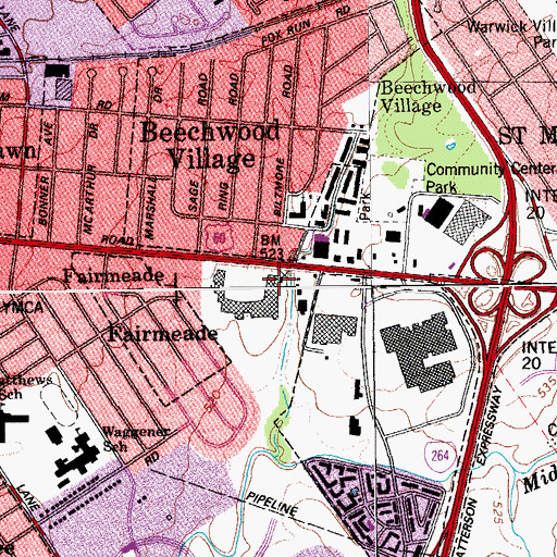 Topographic Map of Saint Matthews Post Office, KY