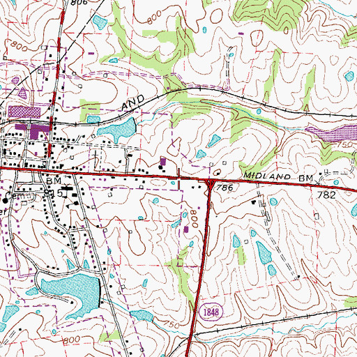 Topographic Map of Simpsonville Post Office, KY