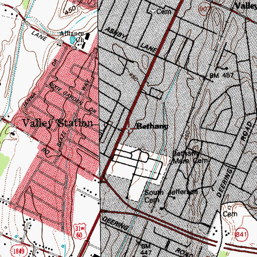 Topographic Map of Valley Station Post Office, KY