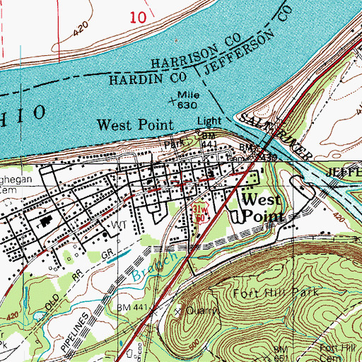 Topographic Map of West Point Post Office, KY