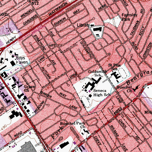 Topographic Map of Alfred Binet Education School, KY