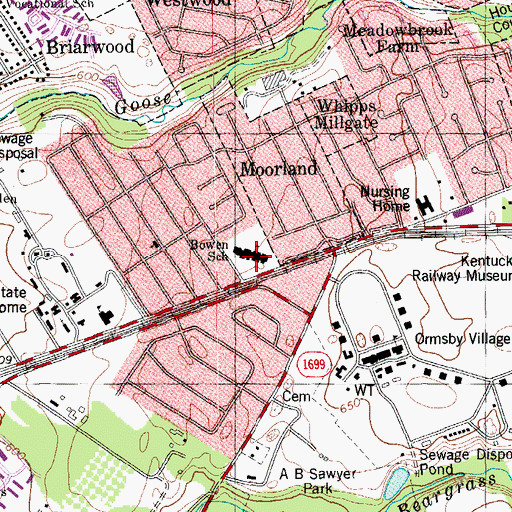 Topographic Map of Bowen Elementary School, KY