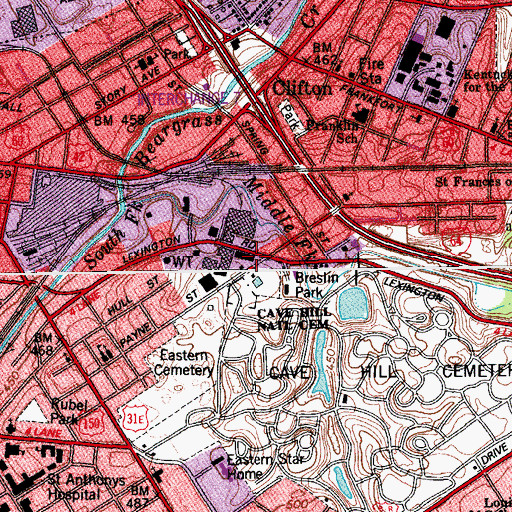 Topographic Map of Breckinridge-Franklin Elementary School, KY