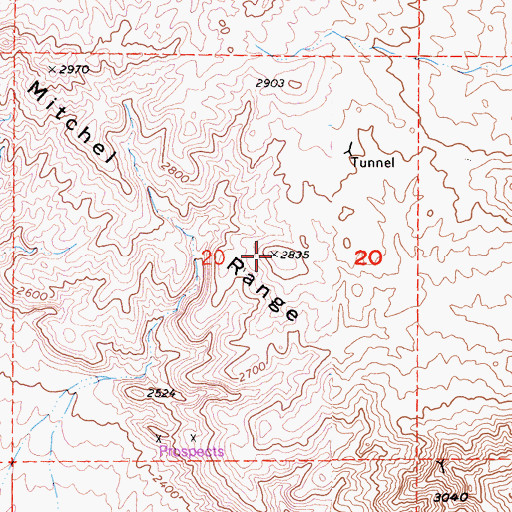 Topographic Map of Mitchel Range, CA
