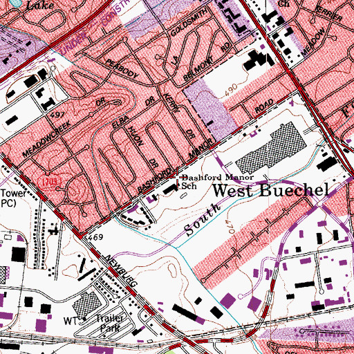 Topographic Map of Buechel Metropolitan High School, KY