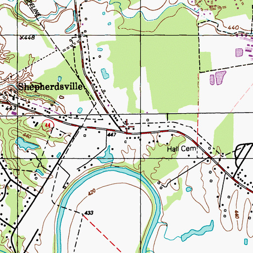Topographic Map of Bullitt Central High School, KY