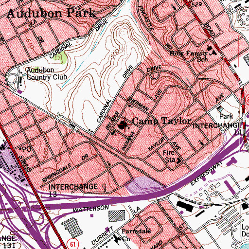 Topographic Map of Camp Taylor Elementary School, KY