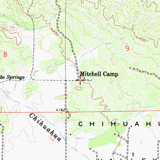 Topographic Map of Mitchell Camp, CA