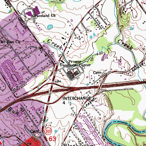 Topographic Map of Charles Allen Prosser Vocational Center, IN