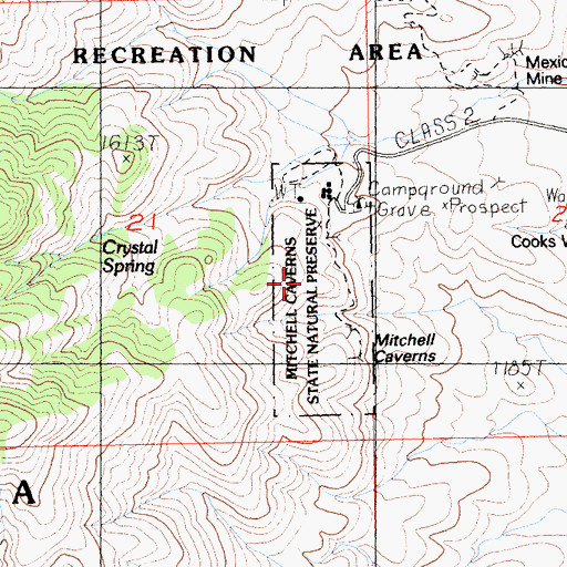 Topographic Map of Mitchell Caverns State Park, CA