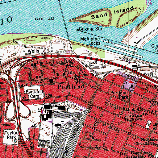 Topographic Map of Portland Avenue Presbyterian Church, KY